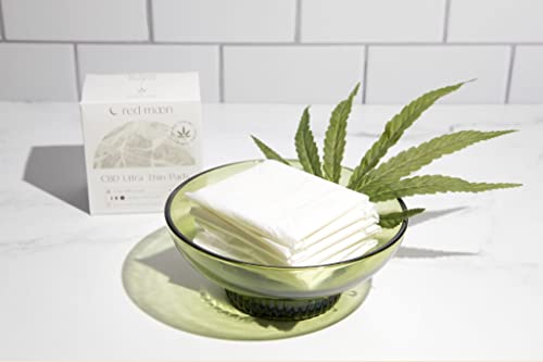 Red Moon Ultra Thin Hemp Pads (Pack of 10) Sanitary Pads for Women, Menstrual Pads- White